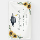 Bloemige zonnebloem eucalyptus script afstuderen spandoek (Verticaal)