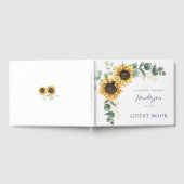 Bloemige Zonnebloem Eucalyptus Script Bruiloft Gastenboek (Volledig)