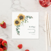 Bloemige Zonnebloem Eucalyptus Script Trouwpapier Servet (Insitu)