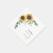 Bloemige Zonnebloem Eucalyptus Script Trouwpapier Servet (Hoek)