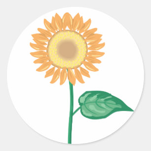 Bloemige zonnebloem goud geel, groene bloem bruilo ronde sticker