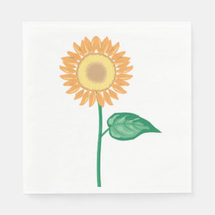 Bloemige zonnebloem goud geel groene bloem servet