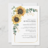 Bloemige Zonnebloem Quinceanera 15e Verjaardagsfee Kaart (Voorkant)