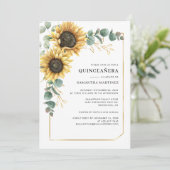 Bloemige Zonnebloem Quinceanera 15e Verjaardagsfee Kaart (Staand voorkant)