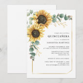 Bloemige Zonnebloem Quinceanera 15e Verjaardagsfee Kaart (Voorkant / Achterkant)