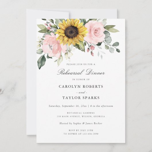 Bloemige Zonnebloem Roze Proefavond Eetwedstrijd B Kaart (Voorkant)