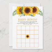 Bloemige Zonnebloem Rustieke Baby Shower Bingo Spe Kaart (Voorkant)
