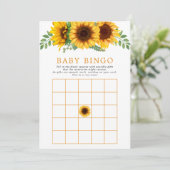 Bloemige Zonnebloem Rustieke Baby Shower Bingo Spe Kaart (Staand voorkant)