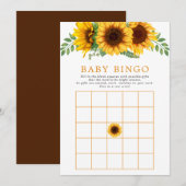Bloemige Zonnebloem Rustieke Baby Shower Bingo Spe Kaart (Voorkant / Achterkant)