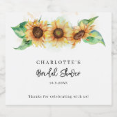 Bloemige zonnebloem waterverf bruidsdouche sparkling wijnetiket (Enkel label)