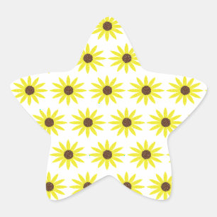 Bloemige zonnebloempatronen gouden gele bloemen ster sticker