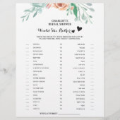 Bloemige 'Zou Ze Liever' Bruidsdouche Spel Flyer (Voorkant)