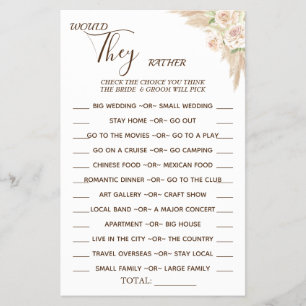 Bloemige 'Zouden ze liever' spelkaart voor douche Flyer