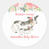 Bloemige zuivelkoe favor sticker op maat (Voorkant)