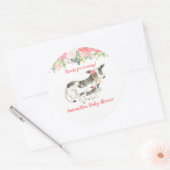 Bloemige zuivelkoe favor sticker op maat (Envelop)