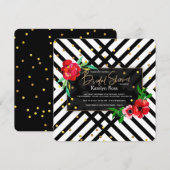 Bloemige zwart-wit uitnodiging (Voorkant / Achterkant)