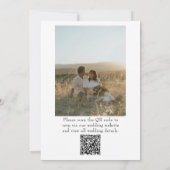 Bloemige Zwarte En Witte QR Code Foto Bruiloft Kaart (Achterkant)