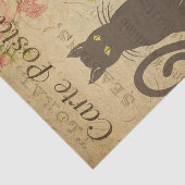Bloemige Zwarte Kat Decoupage Vintage Tissuepapier (Detail)