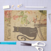 Bloemige Zwarte Kat Decoupage Vintage Tissuepapier (Craft)