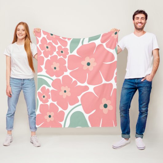 Bloemillustratie Fleece Deken (In situ)