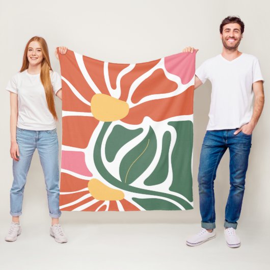 Bloemillustratie Fleece Deken (In situ)