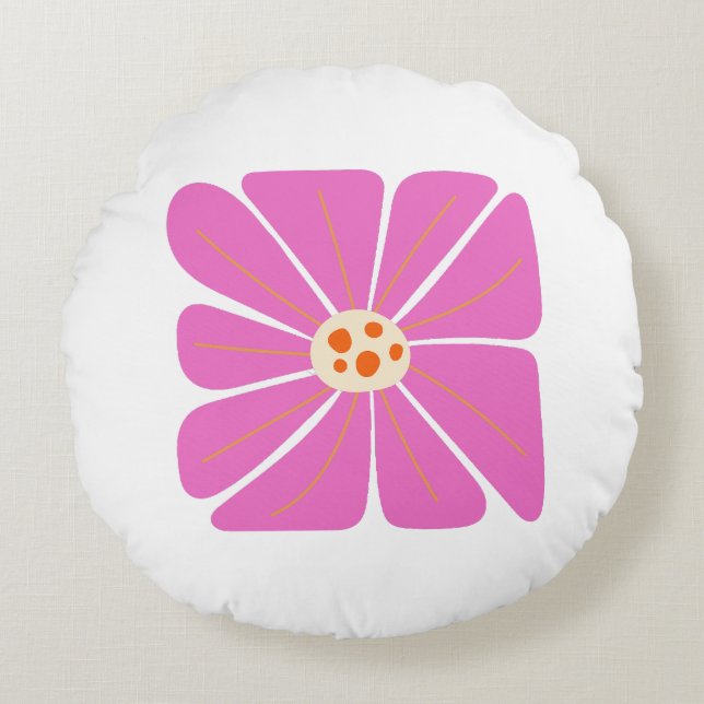 Bloemillustratie Kunstwerk Rond Kussen (Voorkant)
