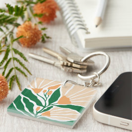 Bloemillustratie Kunstwerk Sleutelhanger