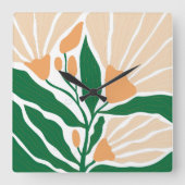 Bloemillustratie Kunstwerk Vierkante Klok (Voorkant)