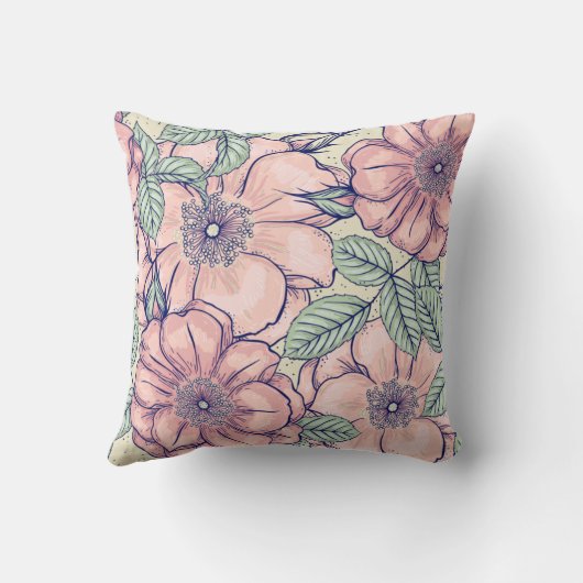Bloemillustratie Kussen (Achterkant)