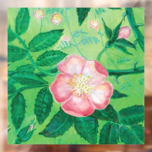 Bloeming van Wild Roos Rosa Canina Raamsticker (Vel 2)