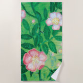 Bloeming van Wild Roos Rosa Canina Strandlaken (Voorkant)