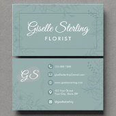 Bloemist Bloemen Blauwgroen Bloemlijn Art Script Visitekaartje