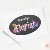 Bloemist bloemen leuk moderne typografie ovale sticker (Envelop)