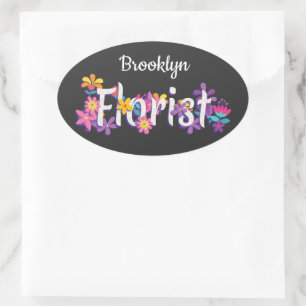 Bloemist bloemen leuk moderne typografie ovale sticker