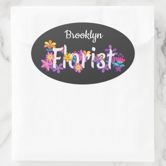 Bloemist bloemen leuk moderne typografie ovale sticker (Tas)