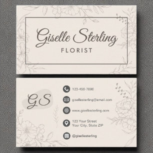 Bloemist Bloemen Neutraal Ivoor Floral Elegant Visitekaartje