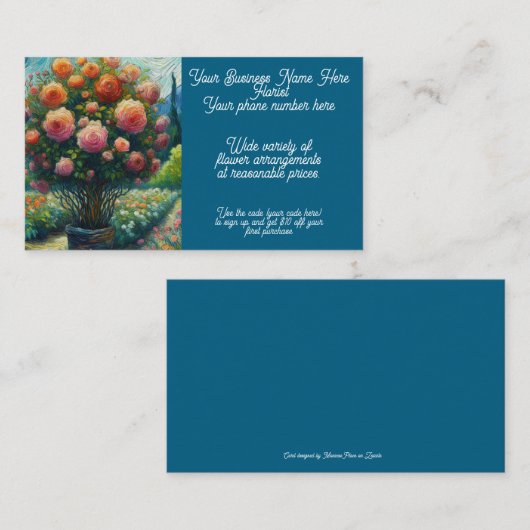 Bloemist Bloemenarrangement Roos Topiary Van Gogh Visitekaartje (Voorkant / Achterkant)