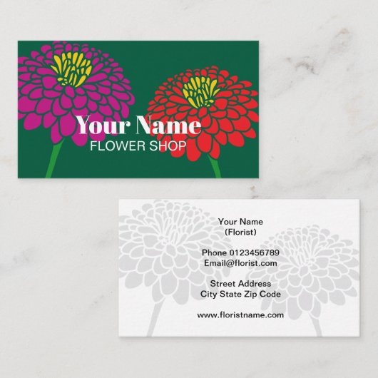 Bloemist bloemenwinkel visitekaartje logo sjabloon (Voorkant / Achterkant)