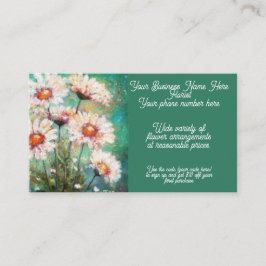 Bloemist bloemstuk impressionistische madeliefjes visitekaartje