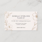 Bloemist Botanische Bloemen Blush en Zwart Elegant Visitekaartje (Achterkant)