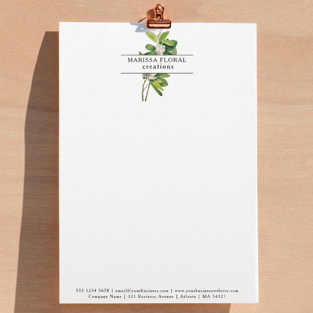 Bloemist Botanische Bloemenwinkel Waterverf Logo Briefhoofd (Florist Botanical Flower Shop Watercolor Logo Letterhead)