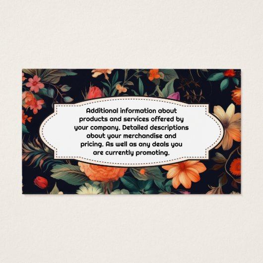 Bloemist | Elegante Bloemen Achtergrond Visitekaartje (Achterkant)