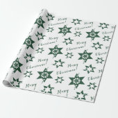 🌟Bloemist Groen Sterren Vrolijk Kerstwit Cadeaupapier (Uitgerold)