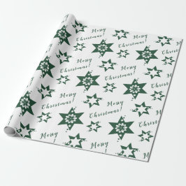 🌟Bloemist Groen Sterren Vrolijk Kerstwit Cadeaupapier