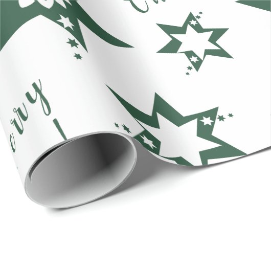 🌟Bloemist Groen Sterren Vrolijk Kerstwit Cadeaupapier (Rol Hoek)