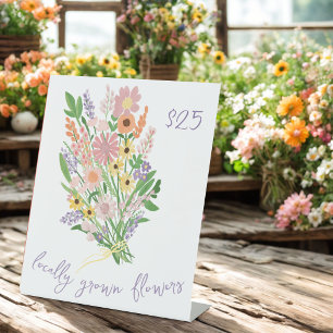 Bloemist Handgeschilderde Bloemen Markt Boerenstal Reclamebord Met Voetstuk