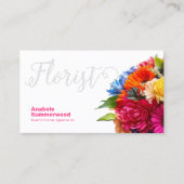 Bloemist Kleurrijk Bloemboeket met QR Code Wit Visitekaartje (Voorkant)