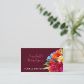 Bloemist Kleurrijk Bloemen Boeket QR Code Wijn Roo Visitekaartje (Staand voorkant)