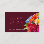 Bloemist Kleurrijk Bloemen Boeket QR Code Wijn Roo Visitekaartje (Voorkant)