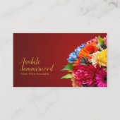 Bloemist Kleurrijk Bloemenboeket met QR Code Rood Visitekaartje (Voorkant)